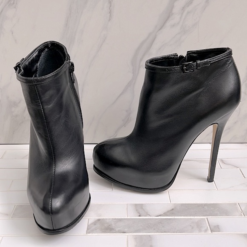 Aldo Black Genuine Leather Platform Stiletto Booties Size 6